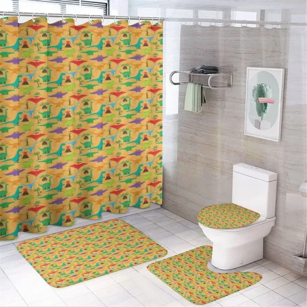 Dino Plants Volcano on a shower curtain