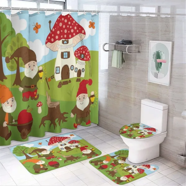 Elves Working in the Garden on a shower curtain