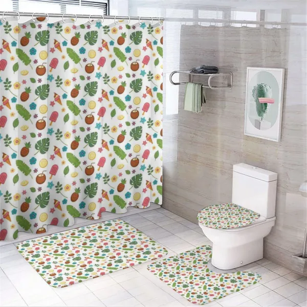 Ice Cream and Exotic Leaves on a shower curtain
