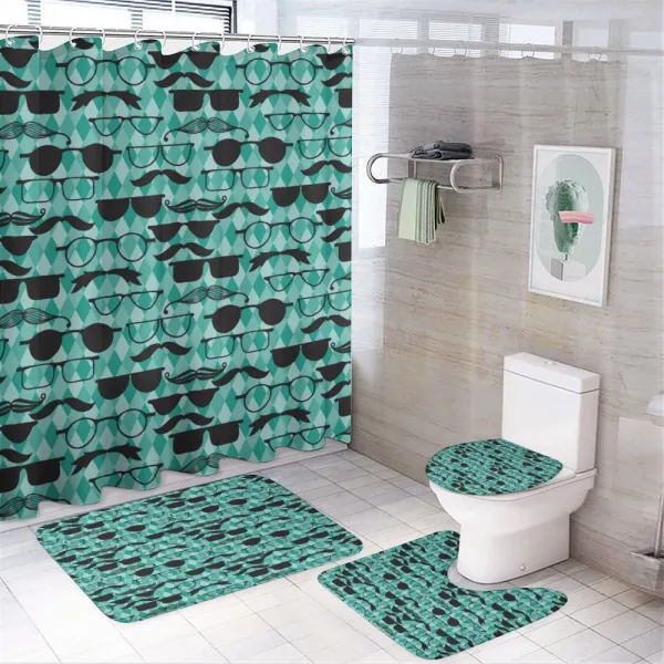 Mustache and Glasses Manly on a shower curtain