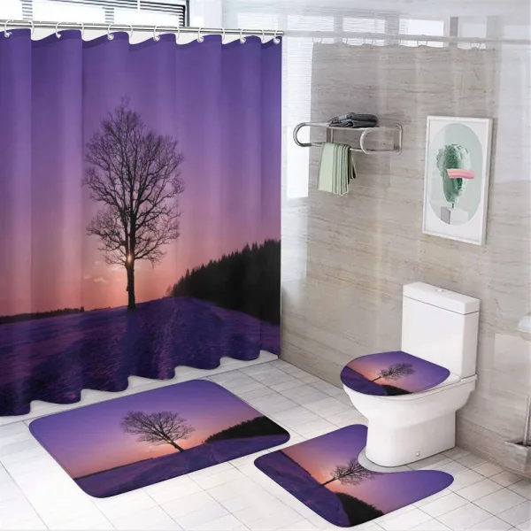 Oak Sunset Winter Time on a shower curtain