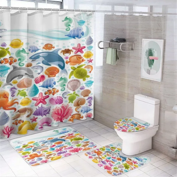 Ocean Fauna Design on a shower curtain