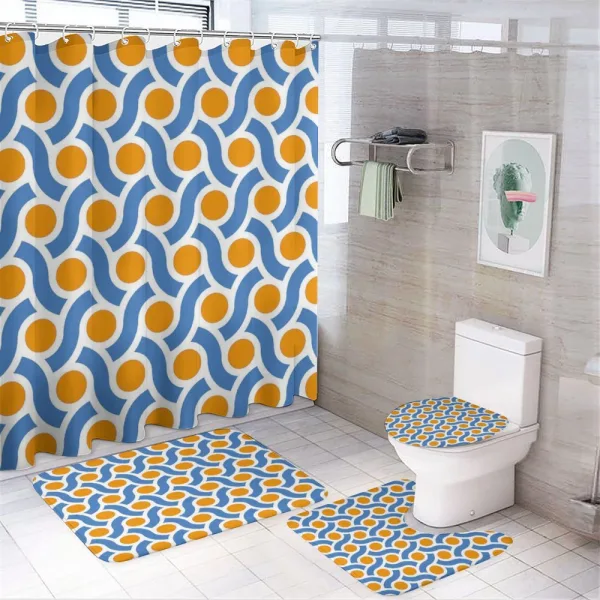 Orange Dots Lines on a shower curtain
