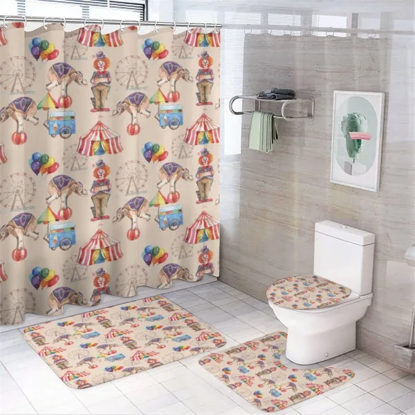 Watercolor Circus Art on a shower curtain