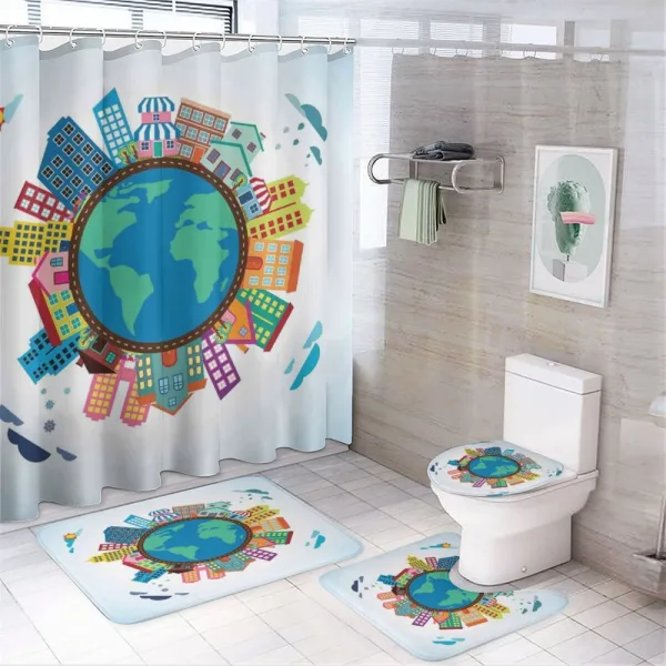 Apartment Building on a shower curtain