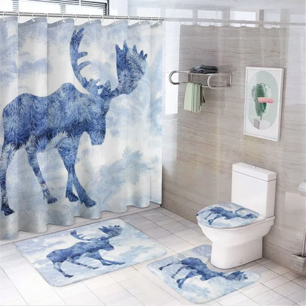 Blue Winter Antlers Tree on a shower curtain