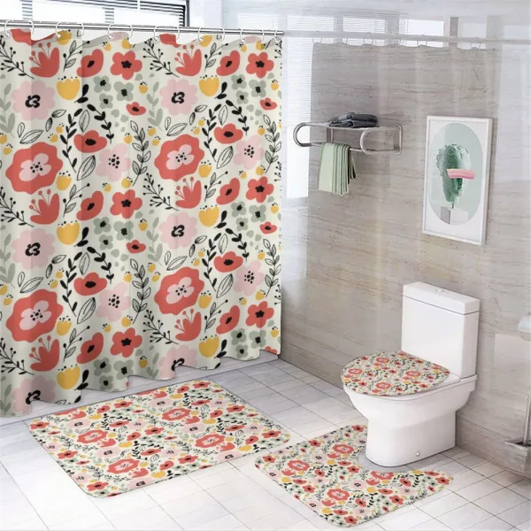 Flowers Herbs and Leaves on a shower curtain
