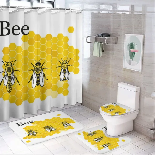 Graphics of Drone Worker on a shower curtain