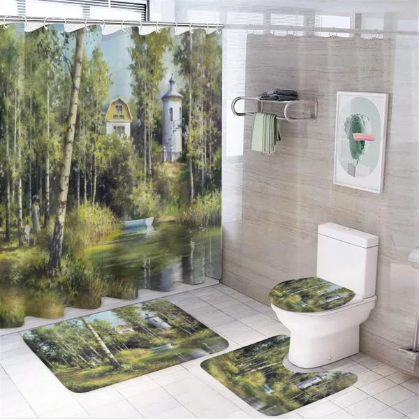 House in Forest on a shower curtain