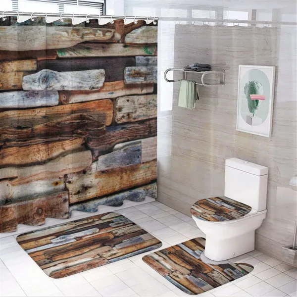 Knotty Planks Vintage on a shower curtain