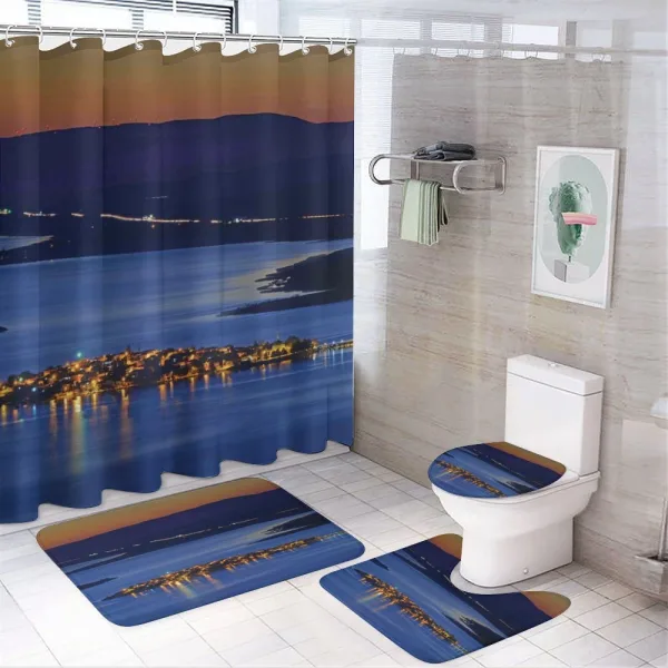 Little Island Village on a shower curtain