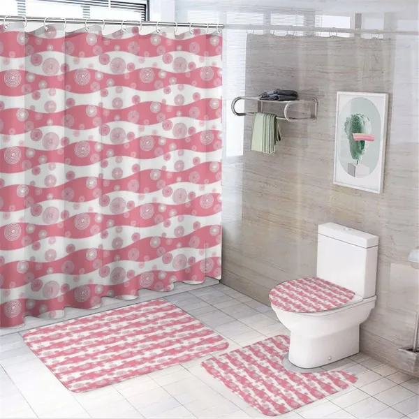 Monochrome Swirls Stripes on a shower curtain
