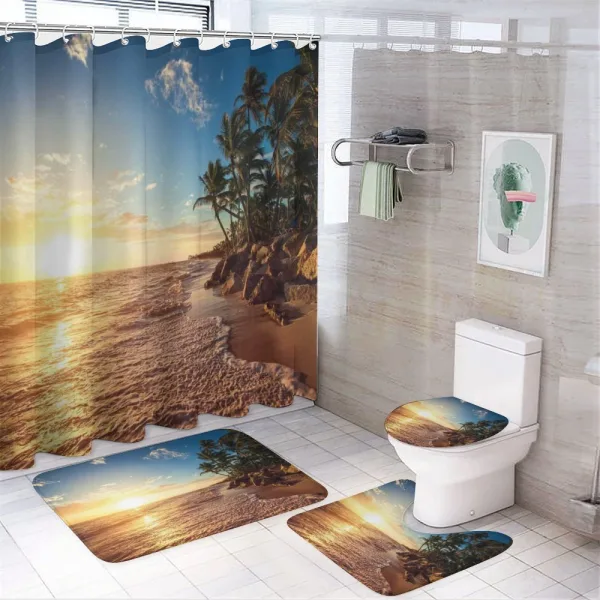 Palm Trees on Beach on a shower curtain