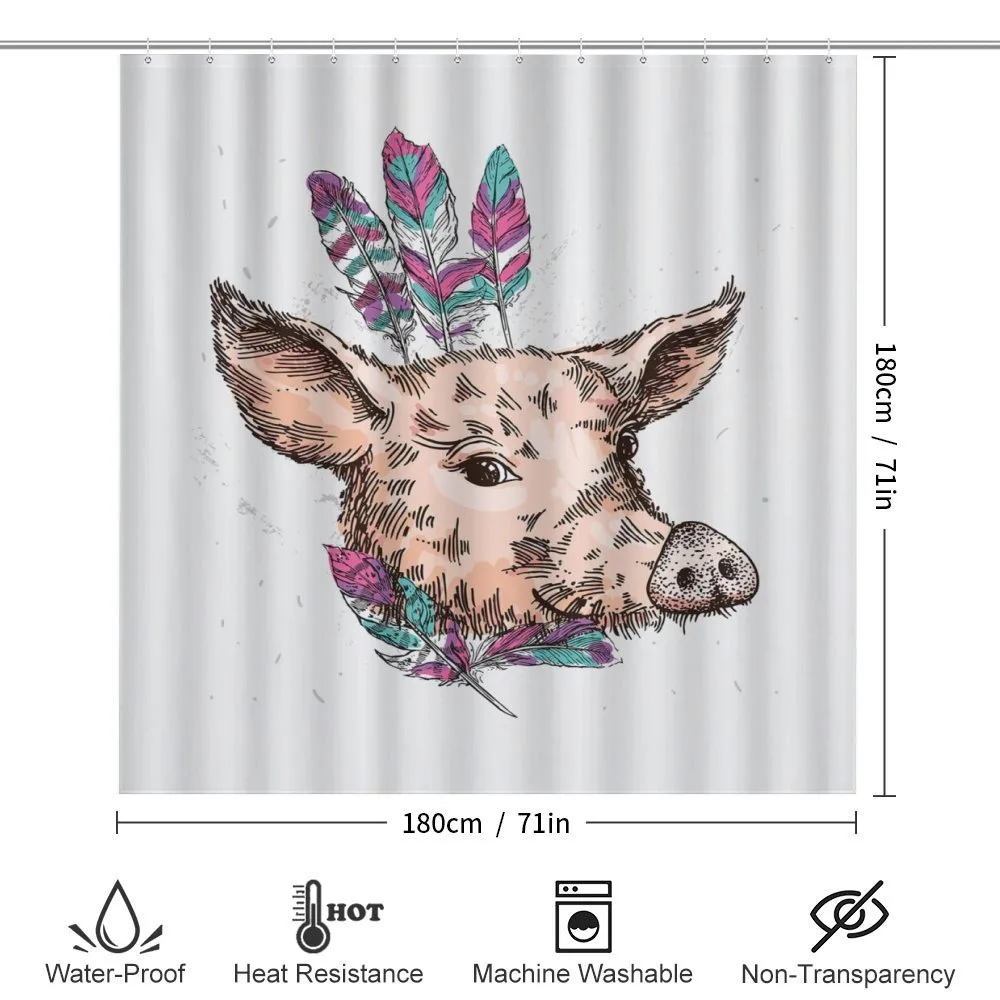 Pig Portrait Feathers — Detail 2