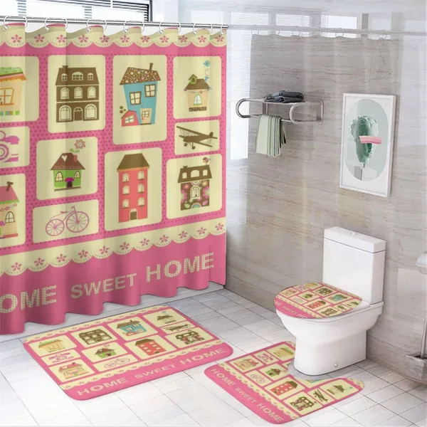 Retro Style Set on a shower curtain