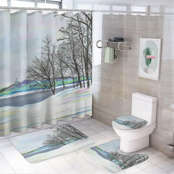 Rural Winter Forest Art on a shower curtain