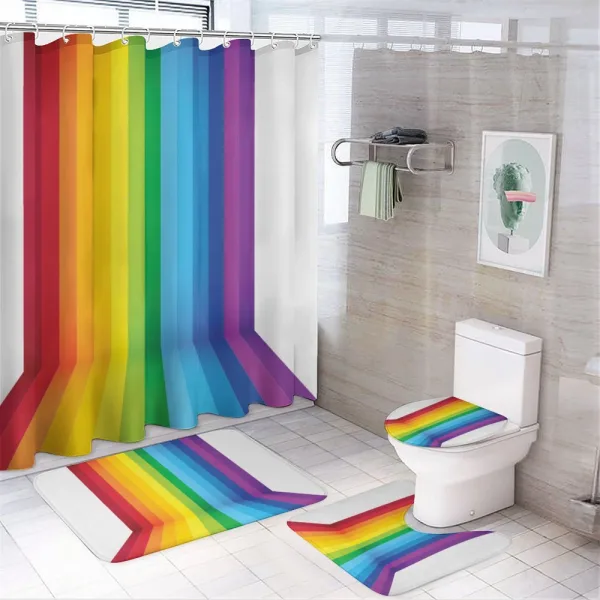 Shade of Rainbow Colors Line on a shower curtain