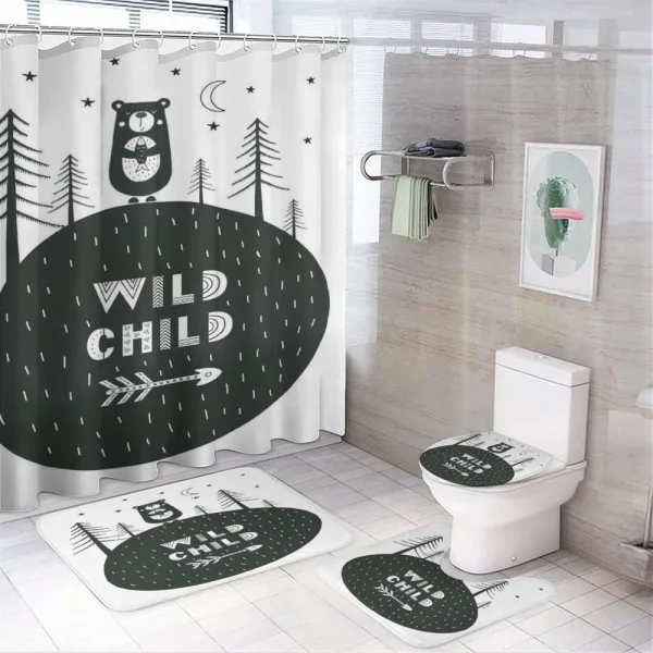 Wild Child and Bear on a shower curtain