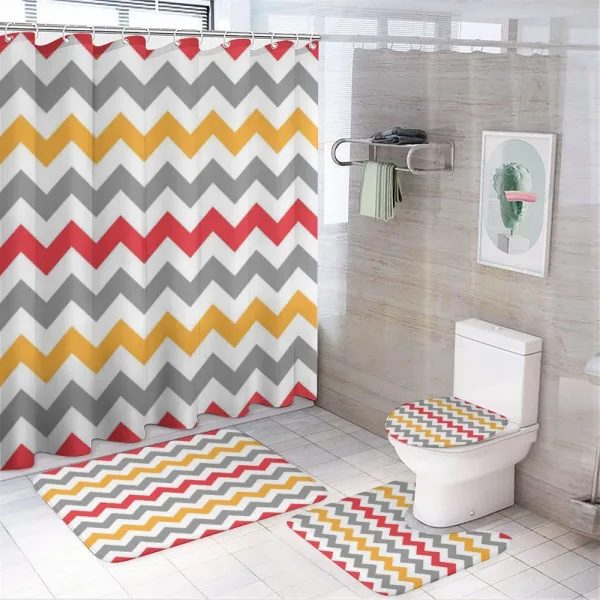 Abstract Retro Chevron on a shower curtain