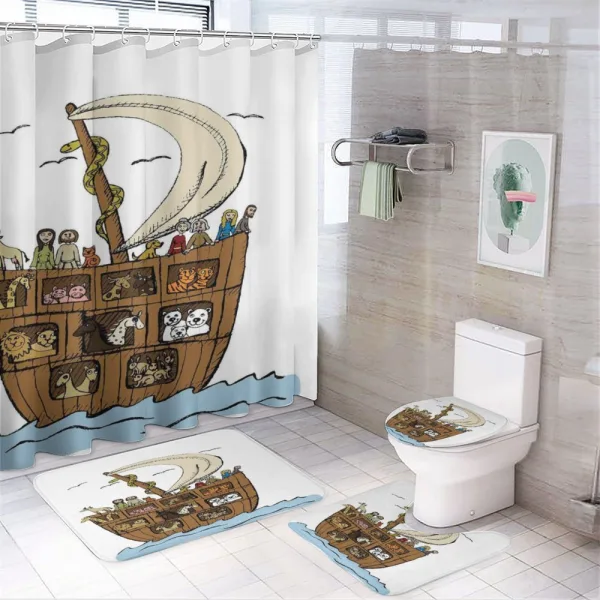 Ancient Flood Story Motif on a shower curtain