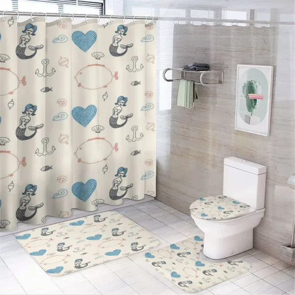 Balloon Fish Hearts on a shower curtain