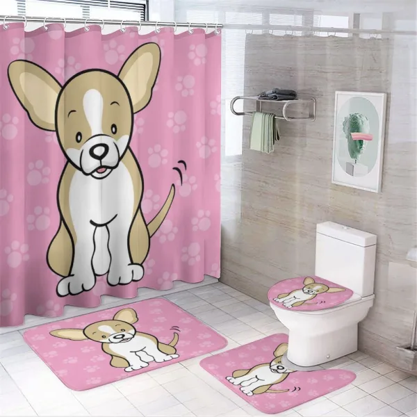Cartoon of Dog on a shower curtain