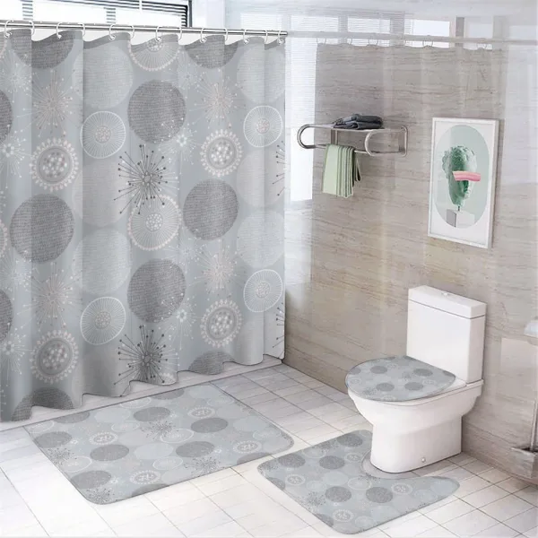 Circular Pastel Shapes on a shower curtain