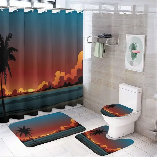 Dramatic Sunset Scene Pattern on a shower curtain