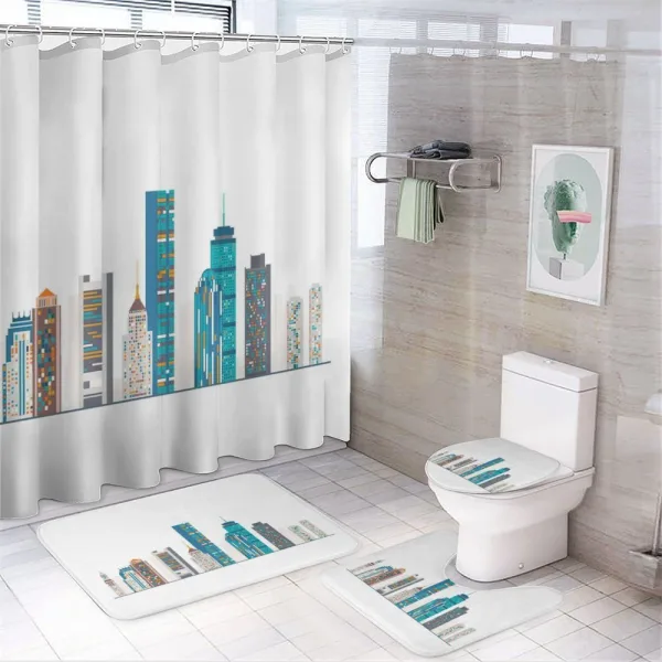 Flat City Illustration on a shower curtain