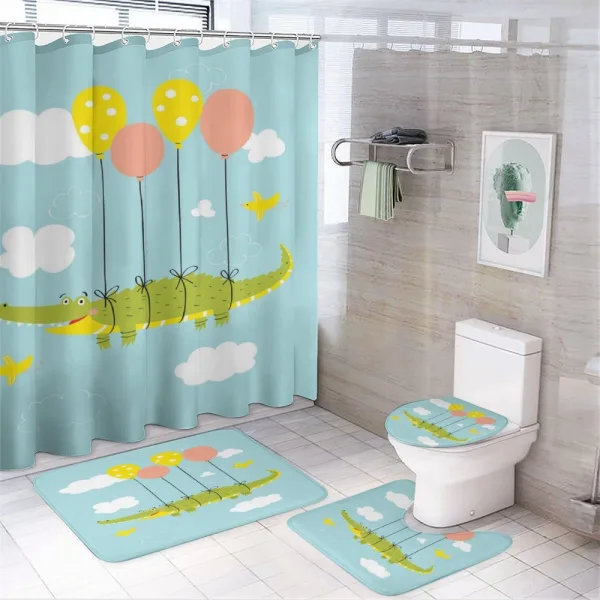 Flying Crocodile with Balloon on a shower curtain