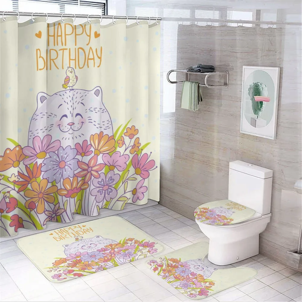 Happy Cat Bird Flowers — Your design