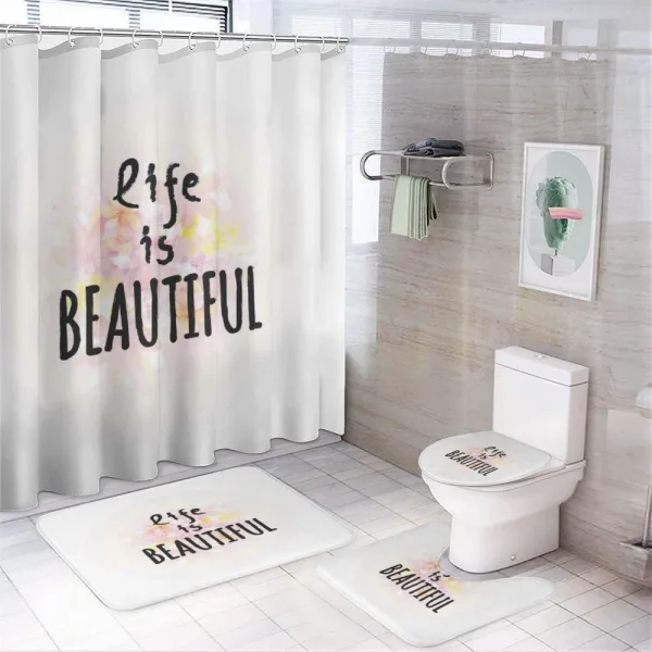 Life is Floral on a shower curtain
