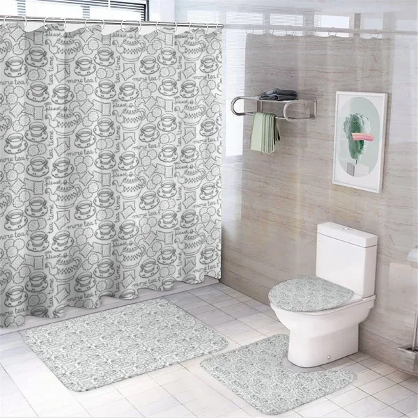 Monochorome Doodle on a shower curtain