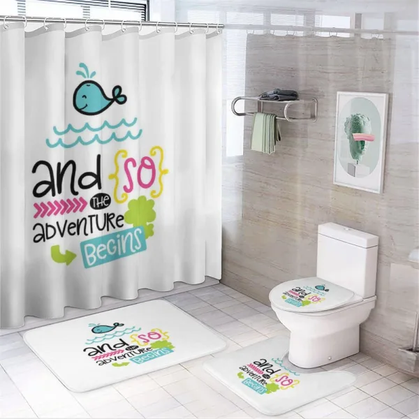 Motivational Phrase Adventure on a shower curtain