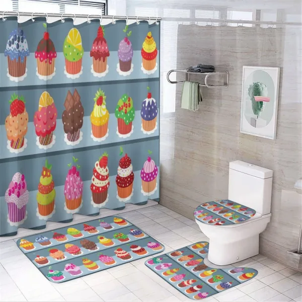 Multilayered Muffin on a shower curtain
