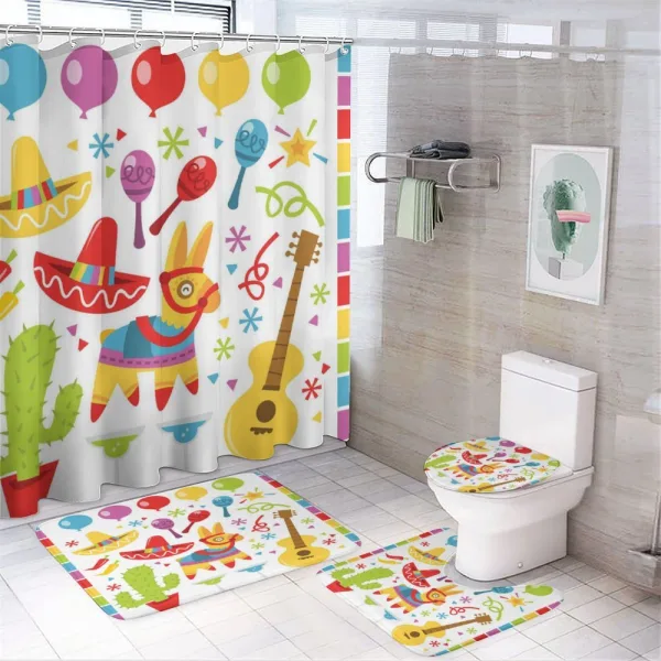 Party Pattern Cactus on a shower curtain