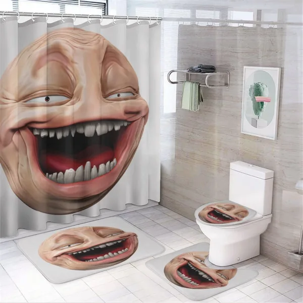 Poker Face Guy Meme on a shower curtain