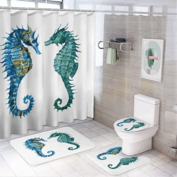 Retro Watercolor Art on a shower curtain