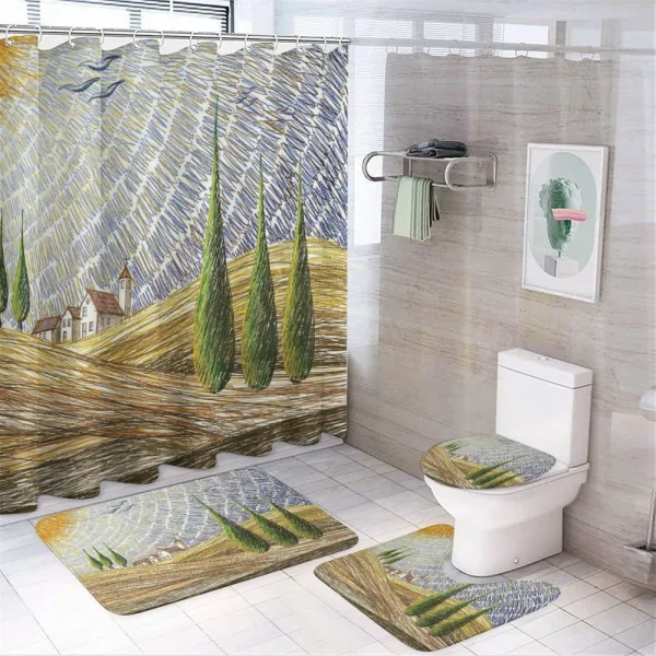 Rural Fields Europe on a shower curtain