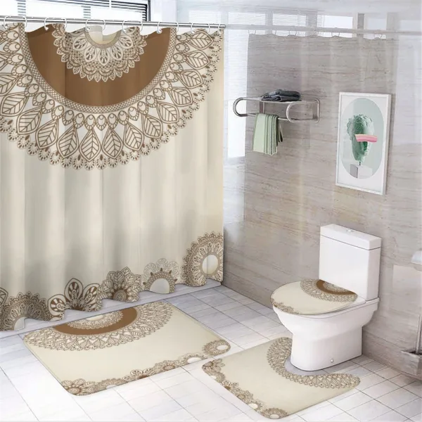 Symmetric Floral Circular on a shower curtain