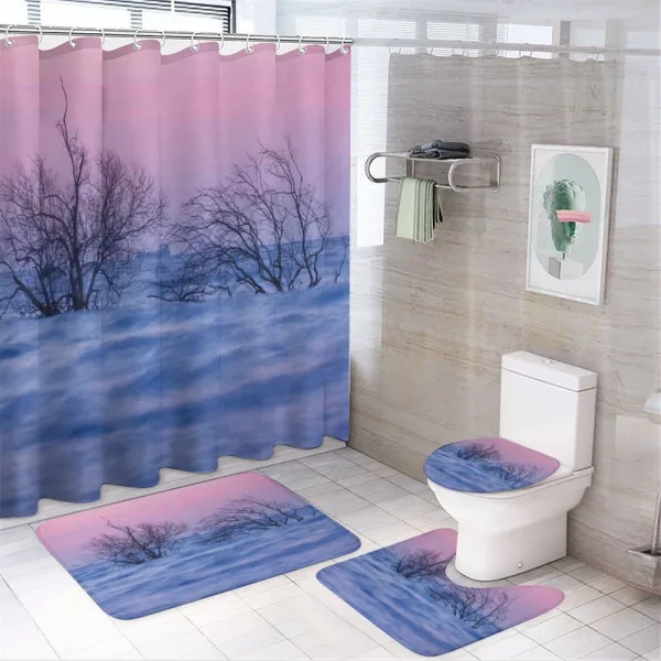 Wavy Sea During Twilight on a shower curtain