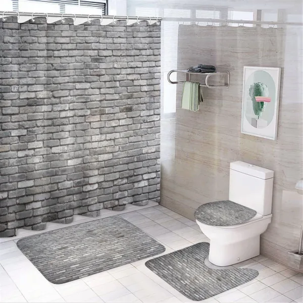 Aged Rough Brick Wall on a shower curtain