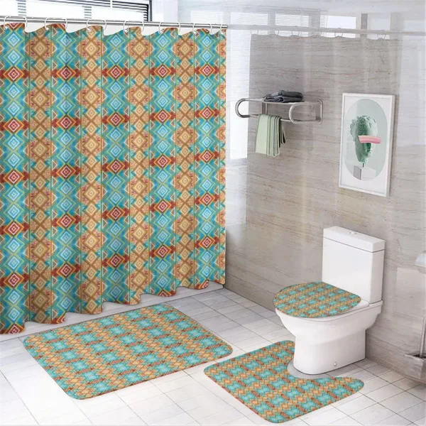 Colorful Tie Dye Geometric on a shower curtain