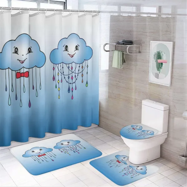 Doodle Clouds with Rain on a shower curtain