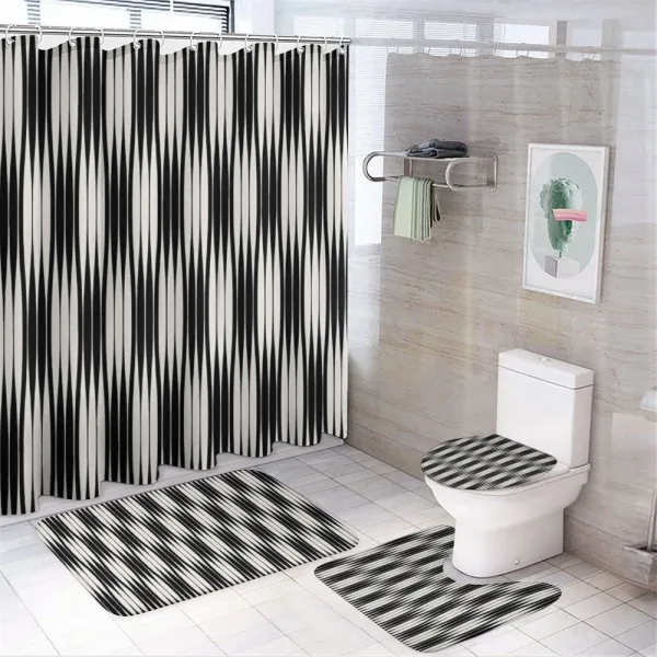 Geometric Line Composition on a shower curtain