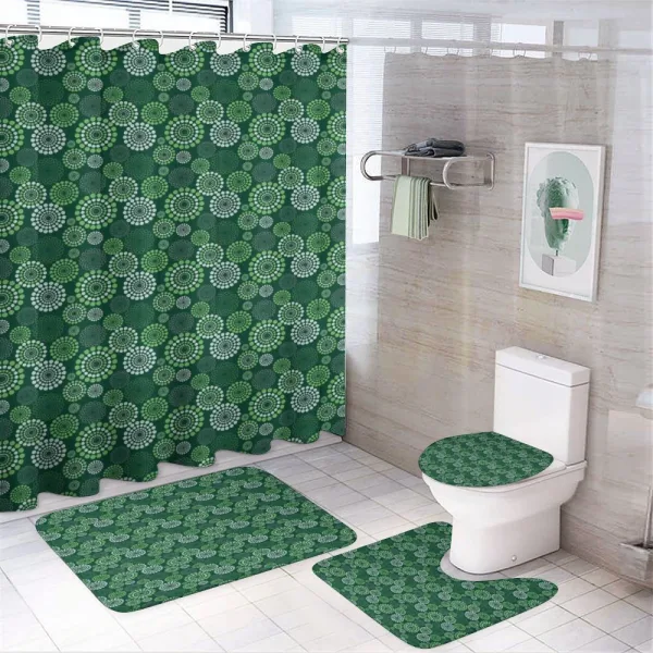 Green Dotted Pattern on a shower curtain
