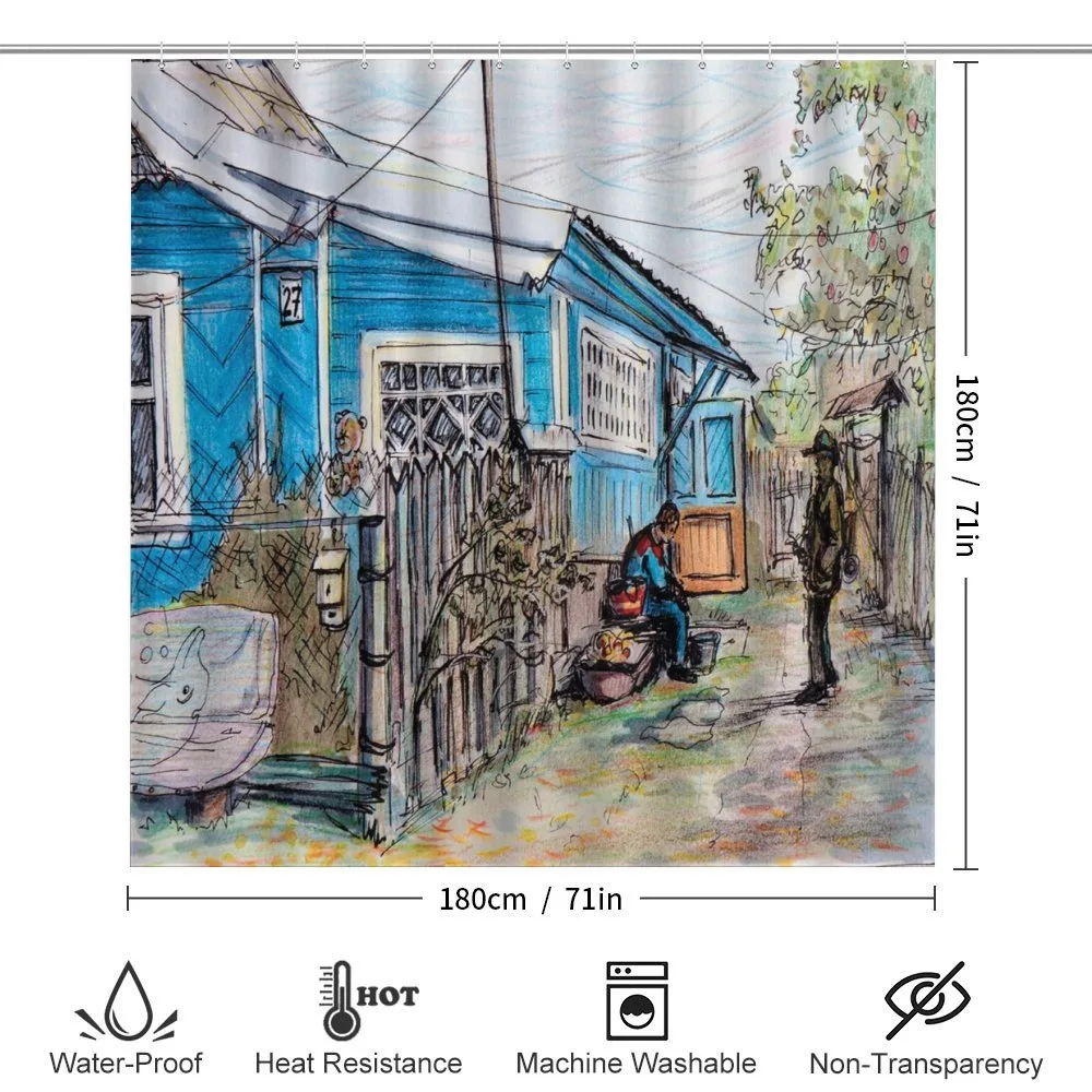 Hand Drawn Humans and House — Detail 2