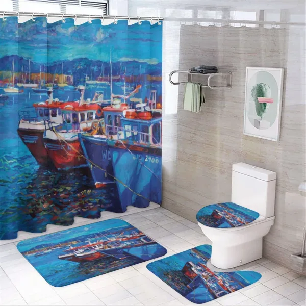 Harbour by the Sea on a shower curtain