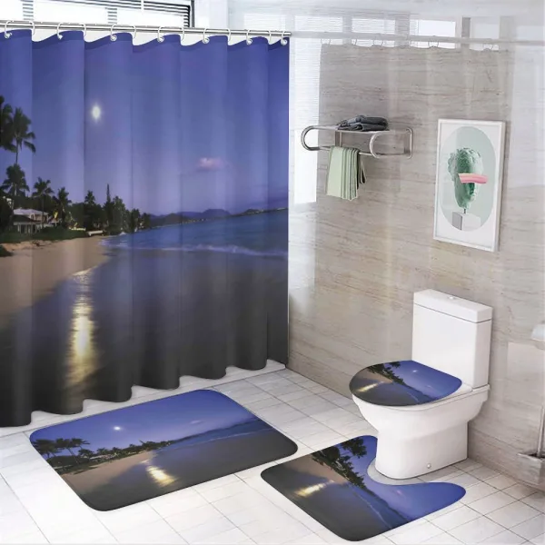 Moonlight Hawaii Sea on a shower curtain