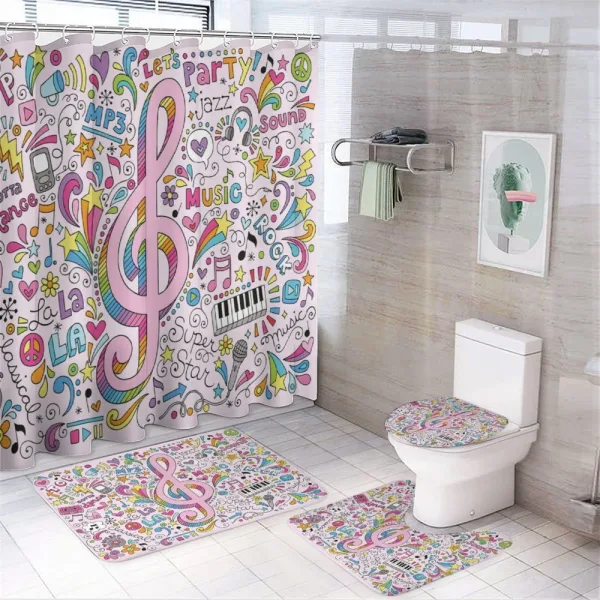 Music Clef Groovy Doodles on a shower curtain